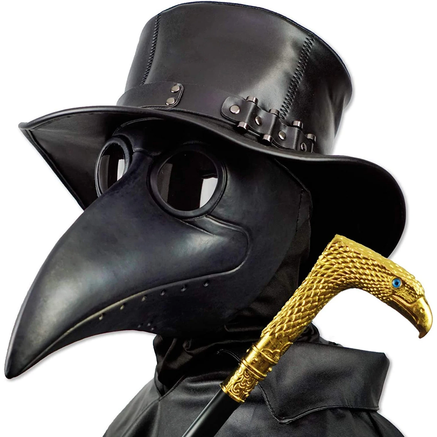 Top Trends: Plague Doctor Black Death Mask Leather Halloween Steampunk PU Carnival Cosplay Adult De Peste Mask Grim Reaper Costume Prop Shoppable Styles