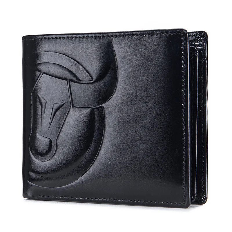 Top Trends: 2023 Classic Big Cowhead Logo Men Wallet High Quality RFID Wallet Coin Purse Compact Mini Card Holder Leather Wallet For Men Shoppable Styles