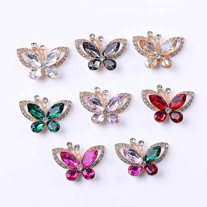 Top Trends: New 10Pcs Metal Mix Resin Colorful Butterflies Flat Back Rhinestone Appliques DIY Wedding Scrapbook Craft Home Art Decorations Shoppable Styles