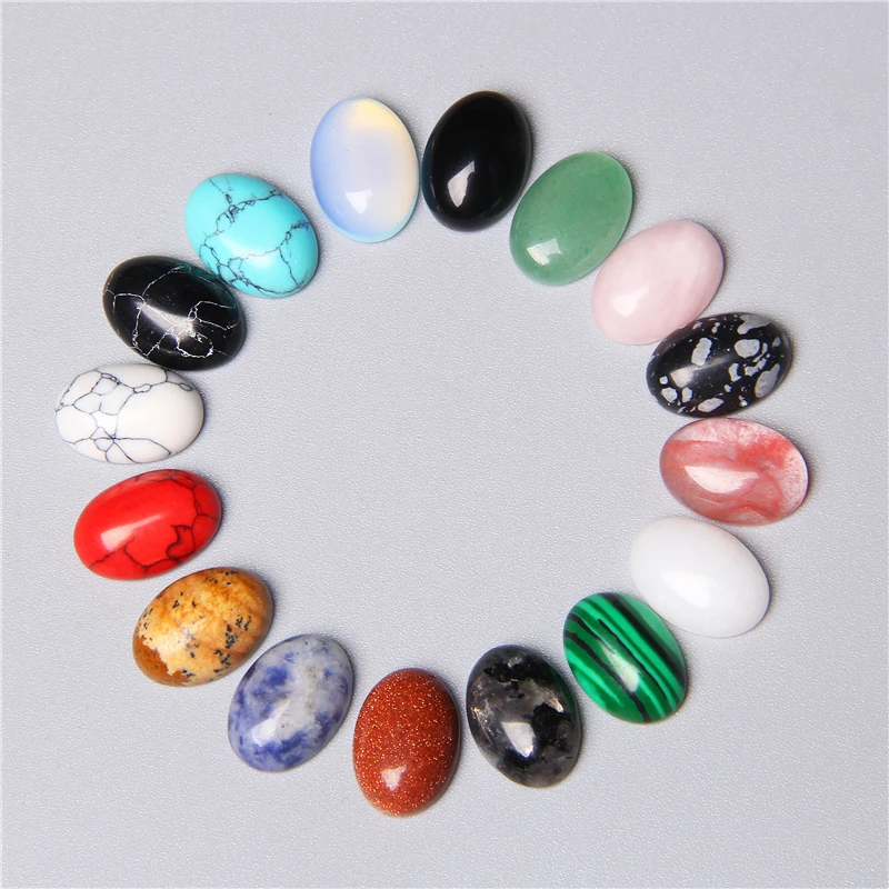 Top Trends: 5pc Natural Stone Cabochon Oval Charm Egg Shape Flatback Stone Loose Cabochon For DIY Jewerly Ring Necklace Bracelet Accessories Shoppable Styles - Image 3