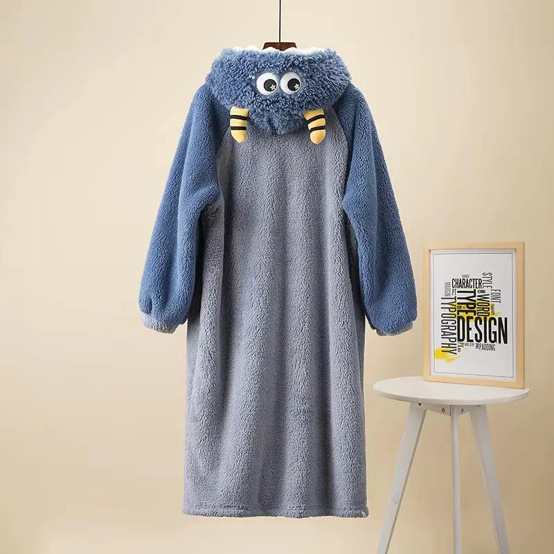 Top Trends: Thicker Women's Pajamas Warm Sweet Hooded Nightgown Winter Flannel Kawaii Home Clothes Female Cute Soft Chic Robes 2XL пижама Shoppable Styles - Image 5