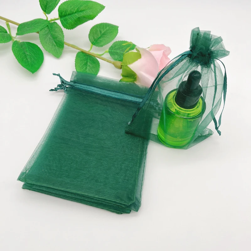 Top Trends: 100pcs Wedding Bag Dark Blackish Green Organza Gift Bags For Jewelry Packaging Drawstring Small Gift Bag Sachet Display Pouches Shoppable Styles