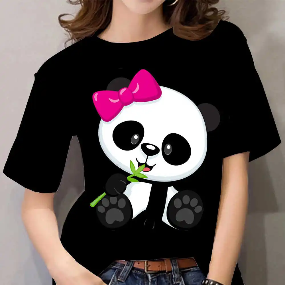 Top Trends: 2022 New Kawaii Women's T-shirts 3D Panda Print Short Sleeve Top Summer Casual Black T Shirt Oversized Female Tee Streetwear 6XL Shoppable Styles