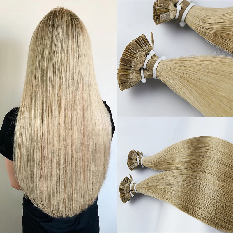 Top Trends: JENSFN Straight Flat Tip Hair Extensions Remy 100% Human Hair Keratin Tip Hair Extensions For Salon Pre Bonded Hairwigs 50G / Set Shoppable Styles