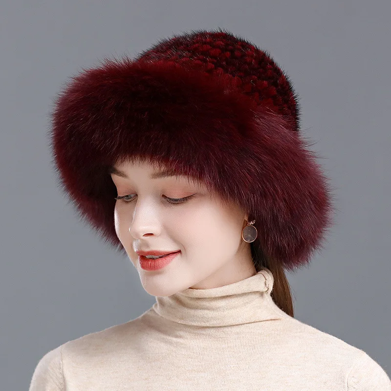 Top Trends: New Genuine Real Natural Knitted Mink Fur Hat Cap Luxury Women Handmade Knit Fashion Winter Headwear Warm Real Fox Fur Beanies Shoppable Styles - Image 2