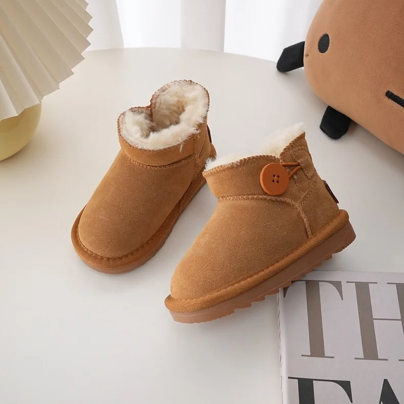 Top Trends: Children Winter Snow Boots Baby Cow Suede Upper Warm Boots With Thick Plush Boys Girls High-top Snow Boots For Cold Weather Shoppable Styles