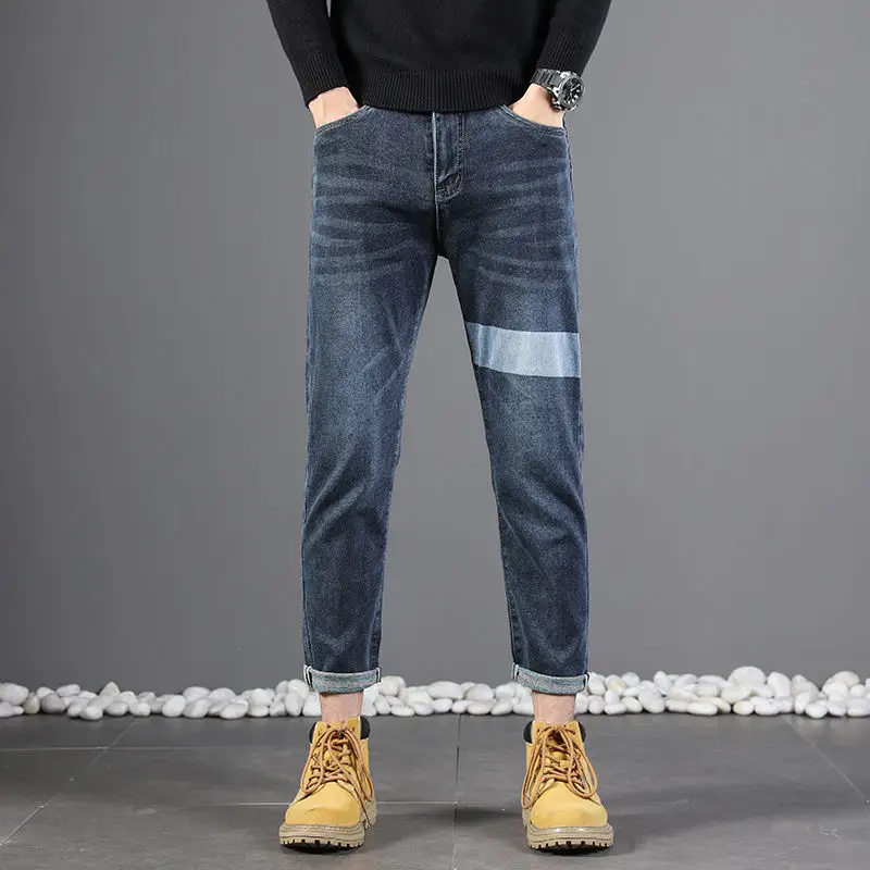 Top Trends: 2023Autumn New Youth Trend Four Seasons Versatile Jeans Men Blue Zipper Button Pocket Slim Personalized Loose Wash Harlan Pants Shoppable Styles