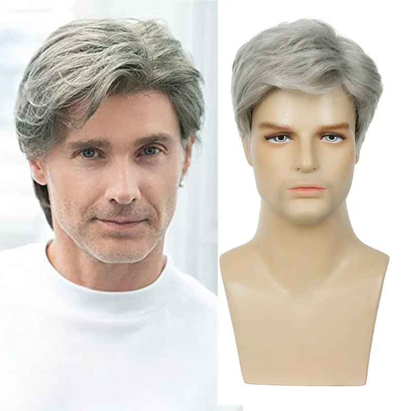 Top Trends: Sylhair Men Wigs Short Silver Gray Wig Male Guy Short Layered Cosplay Costume Party Synthetic Heat Resistant Natural Hair Shoppable Styles