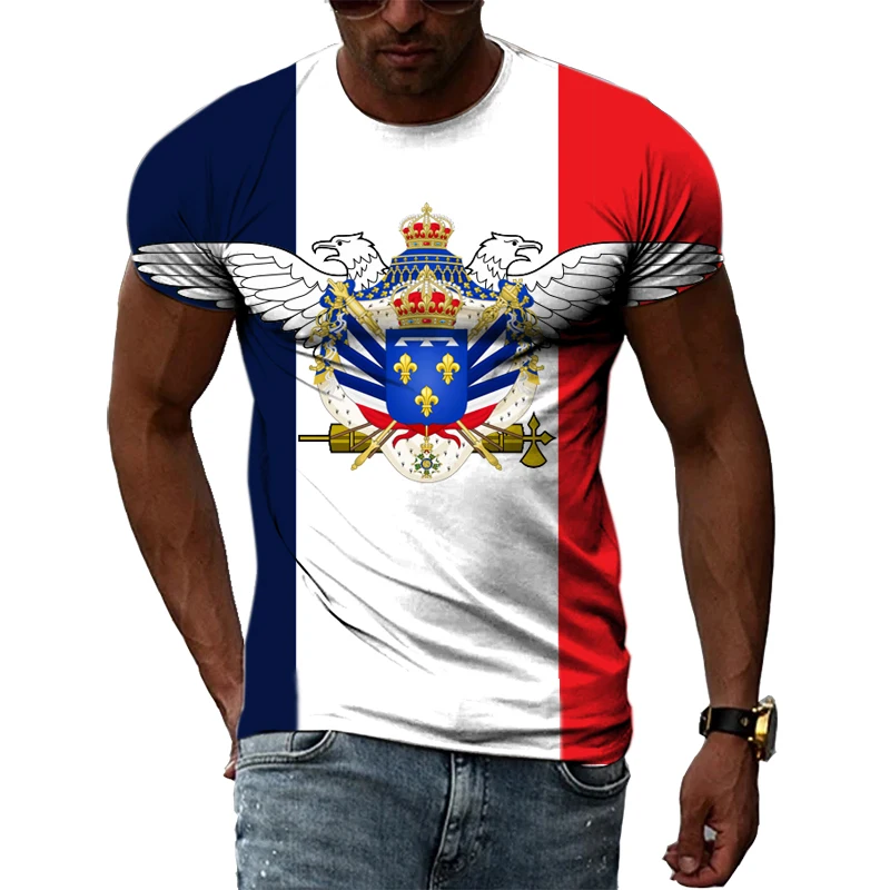 Top Trends: French Flag Figure Landscape Summer Vintage New 3D Printed Street Fashion Hip Hop Men And Women Short Sleeve Round Neck T-shirt Shoppable Styles - Image 2