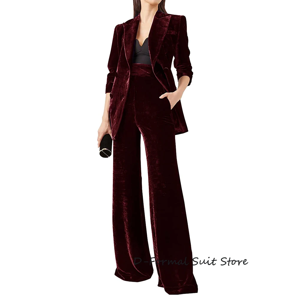 Top Trends: New Women's 2 Piece Velvet Suits Fashion Business Blazer With Pants Ladies Party Evening Wear For Wedding костюм женск Shoppable Styles