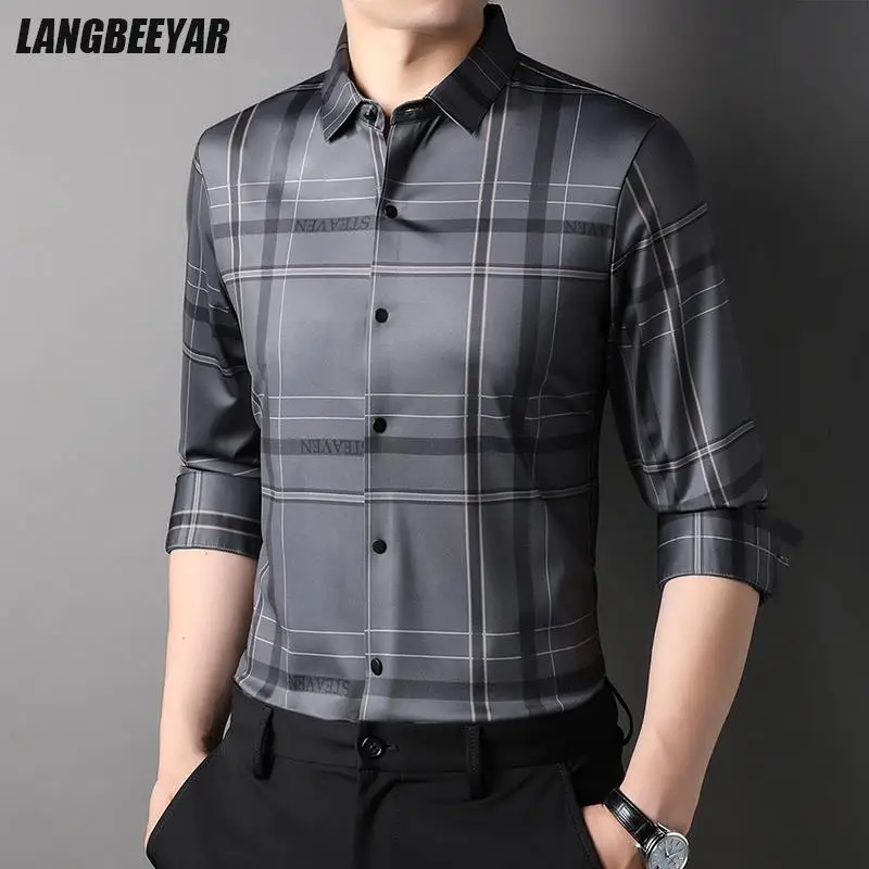 Top Trends: Top Grade Luxury New Slim Fit Designer Striped Classic Shirts For Men Brand Fashion Shirt Long Sleeve Casual Mens Clothes 2023 Shoppable Styles