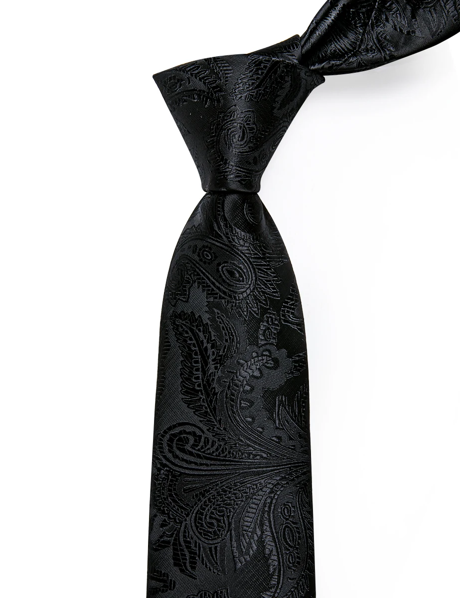 Top Trends: Luxury Black Paisley Silk Men's Tie High Quality Solid Classic Necktie With Clip For Man Accessories Corbatas Para Hombre Gifts Shoppable Styles - Image 4