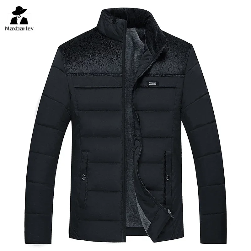 Top Trends: Men's Plush Thickened Parkas Stand Collar Jacket Men's Parker Coat Warm Winter Thick Zipper Fashion Coat Padded Overcoat For Men Shoppable Styles - Image 3