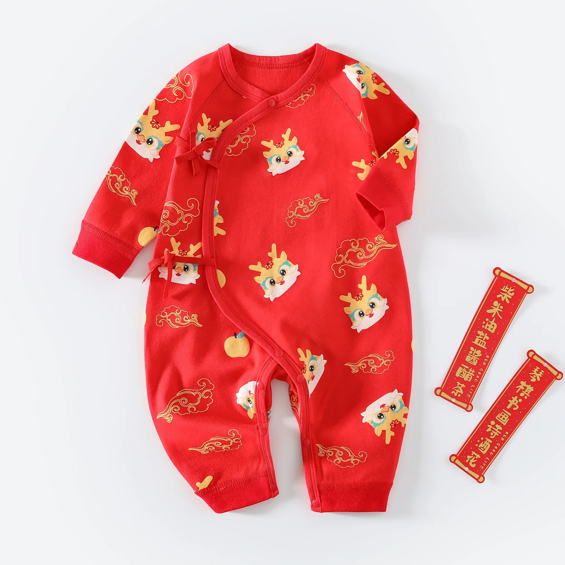 Top Trends: Baby Clothes Red Cotton Chinese New Year Full Month Birthday Autumn Newborn Romper Pajamas Crawling Dragon Tang Suit Jumpsuit Shoppable Styles