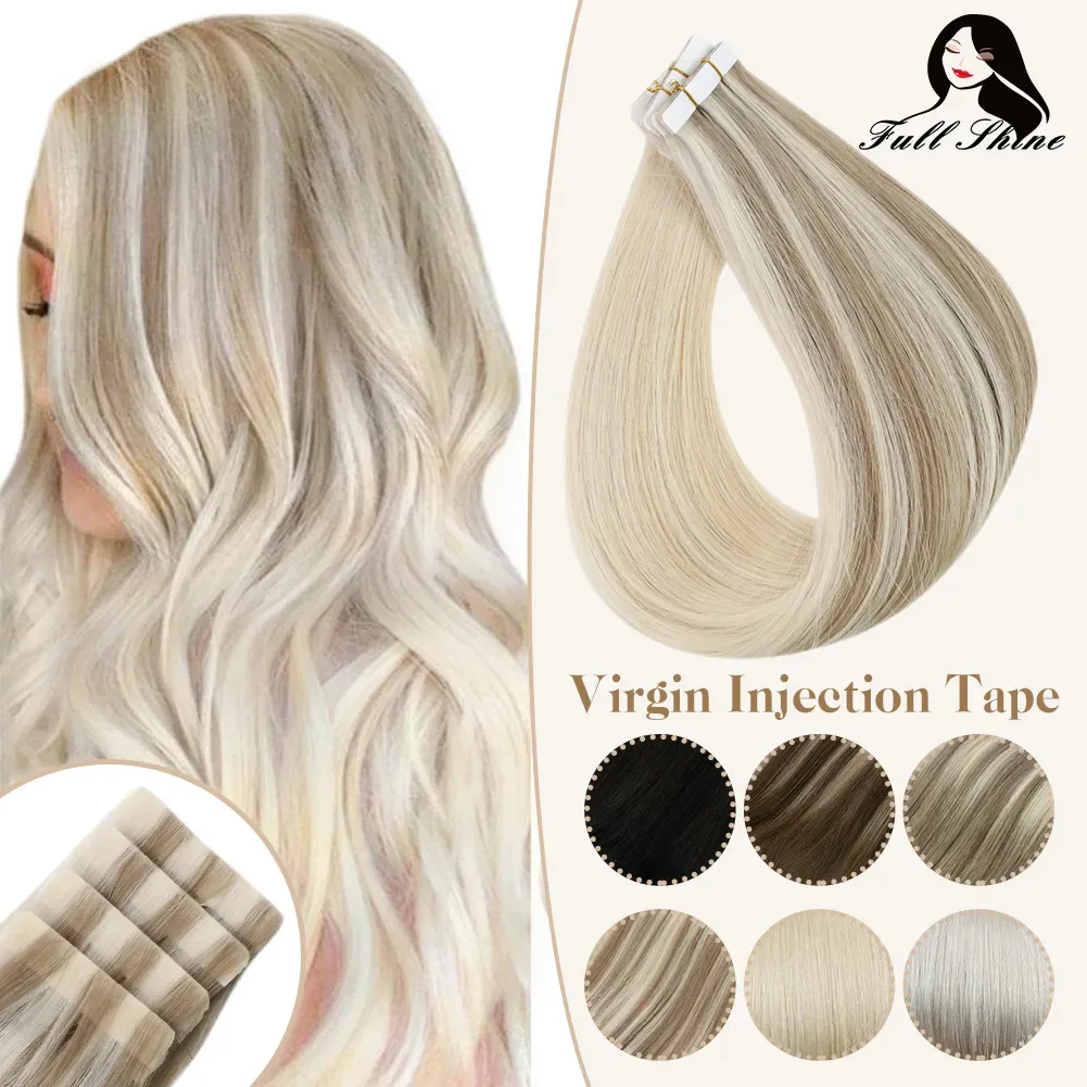 Top Trends: Full Shine Injection Virgin Human Hair Extensions PU Skin Weft Hand Tied Tape In Blonde Color Virgin Invisible Seamless 2021 Shoppable Styles