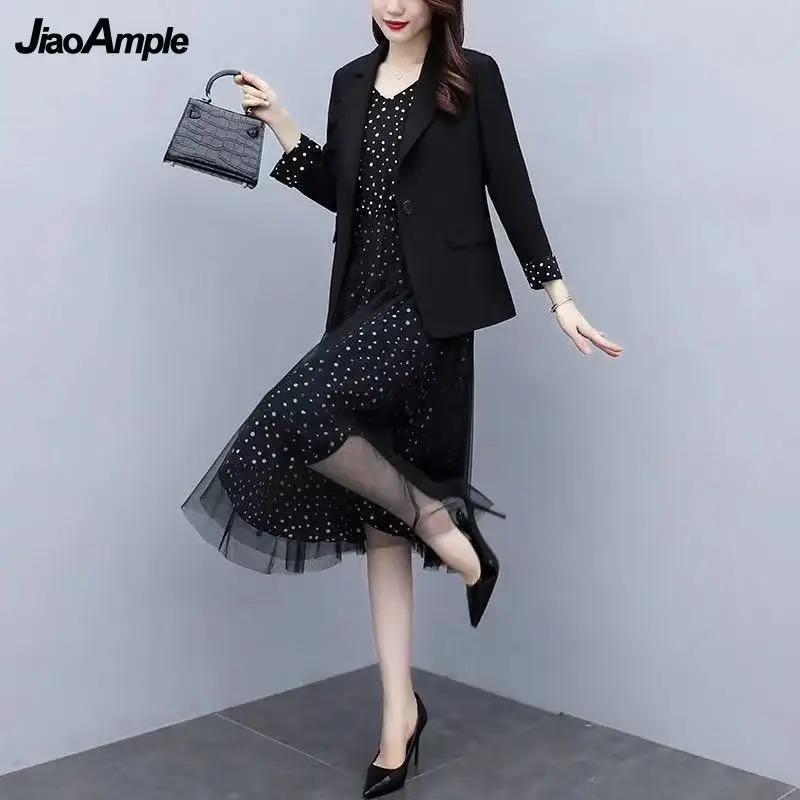 Top Trends: 2022 Spring Autumn New Suit Coat Floral Sling Dress Two-piece Women's Professional Suit Korean Fashion Blazers Jacket Skirt Set Shoppable Styles - Image 5