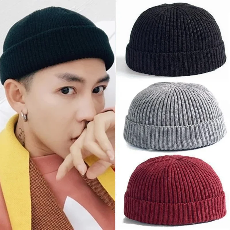 Top Trends: Fisherman Beanie Hats For Men Women Knit Trawler Skull Cap Watch Bonnets Spring Fall Short Stylish Plain Rolled Cuff Skullcaps Shoppable Styles