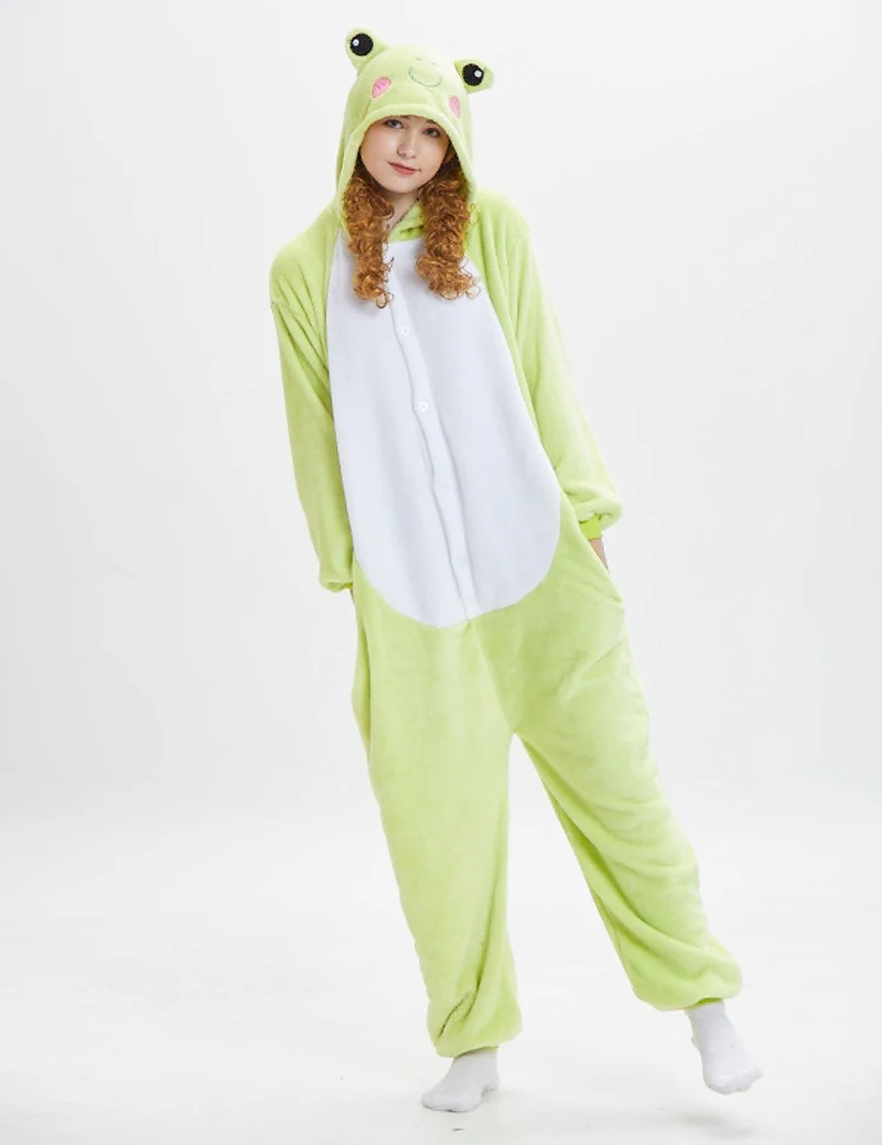 Top Trends: Frog Costume Women Cartoon Onesies Kigurumi Unisex Winter Adults Nightwear Anime Costumes Flannel Sleepwear Pajamas Set Homewear Shoppable Styles