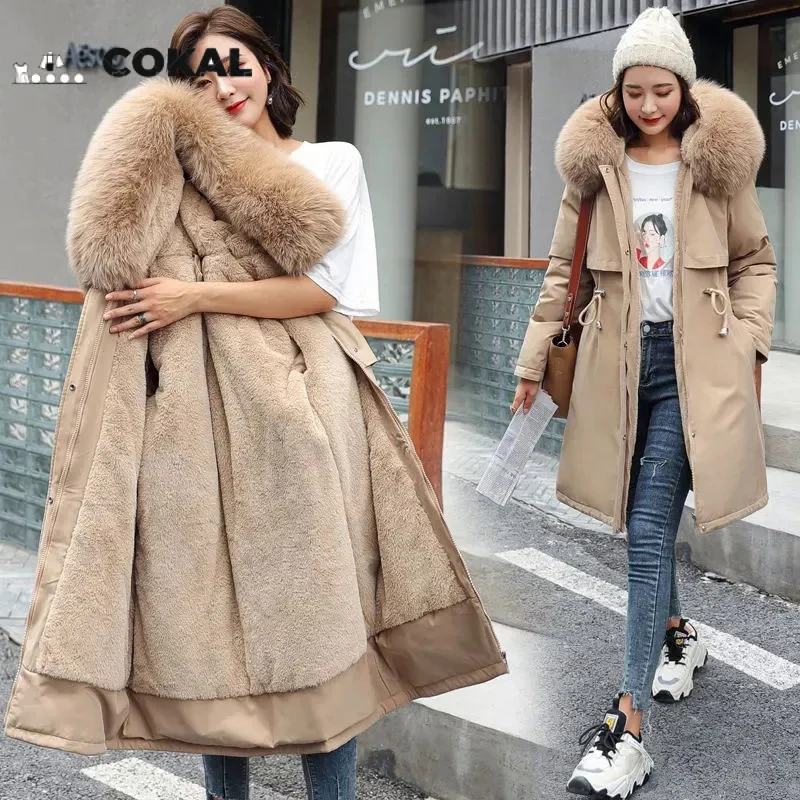 Top Trends: Winter Jacket Long Coat Wool Lined Hooded Jacket Fur 2023 New Women's Large Collar Thick Warm Snow Padded Coat Oversized Shoppable Styles