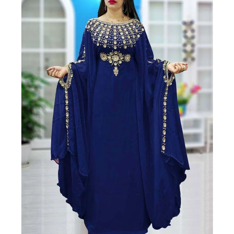 Top Trends: African Caftan Dubai Kaftans Long Sleeve Collared Moroccan Abaya Farasha Long Gown Dresses 56inches Shoppable Styles