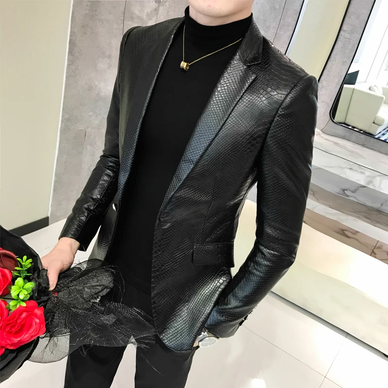 Top Trends: 2023 Brand Clothing Men&#039;s Spring Slim Casual Leather Jacket / Male Fashion High Quality Leather Blazers / Man Leisure Clothing 4XL Shoppable Styles