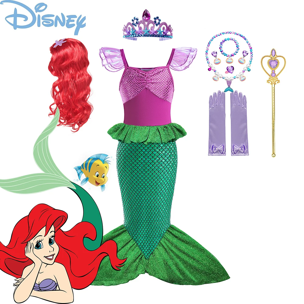 Top Trends: Disney Little Mermaid Ariel Princess Costume For Girl 2024 Flying Sleeve Fancy Carnival Party Cosplay Children Clothing Dress Up Shoppable Styles