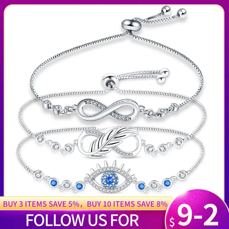 Top Trends: Bracelet Silver 925 Original Adjustable Fantasy Lucky Symbol Pink Flower Zircon Bracelets Fit DIY Charms Birthday Jewelry Gifts Shoppable Styles