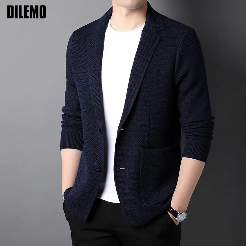 Top Trends: Top Grade Wool 5% New Brand Fashion Knit Korean Style Cardigan Men Slim Fit Solid Sweater Casual Coats Jacket Mens Clothes 2023 Shoppable Styles