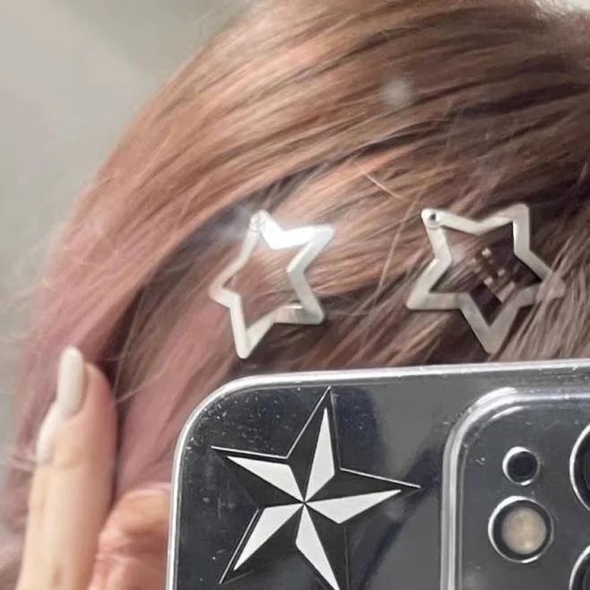 Top Trends: 20Pcs Y2K Silver Star BB Hairclips Girls Cute Star Barrettes Women Simple Metal Snap Clip Headdress Hair Jewelry Accessories Shoppable Styles - Image 2