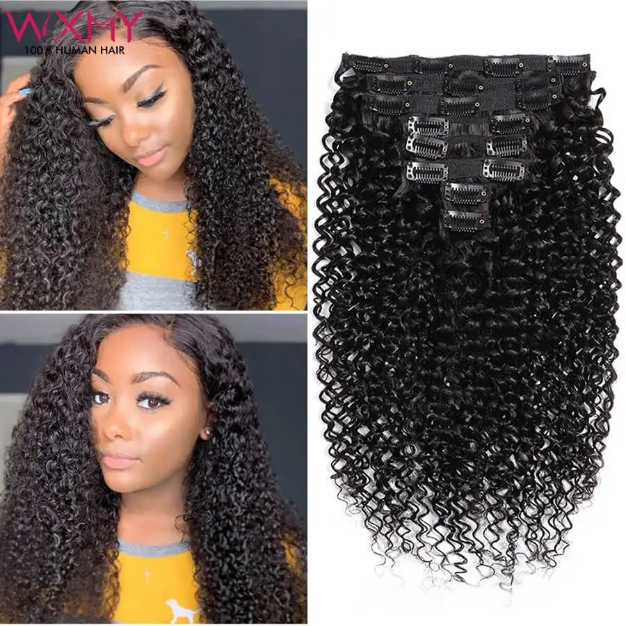 Top Trends: Clip In Hair Extensions Human Hair 8Pcs 120g Kinky Curly Clip Ins Remy Human Hair Extensions Natural Black 16-24Inch For Women Shoppable Styles