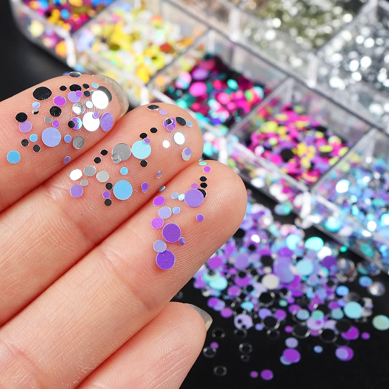 Top Trends: Circle Dot Glitter Sequins Nail Art Decoration Mix Color Round Flakes Designs For DIY Nail Polish Confetti Manicure Accessories Shoppable Styles - Image 3