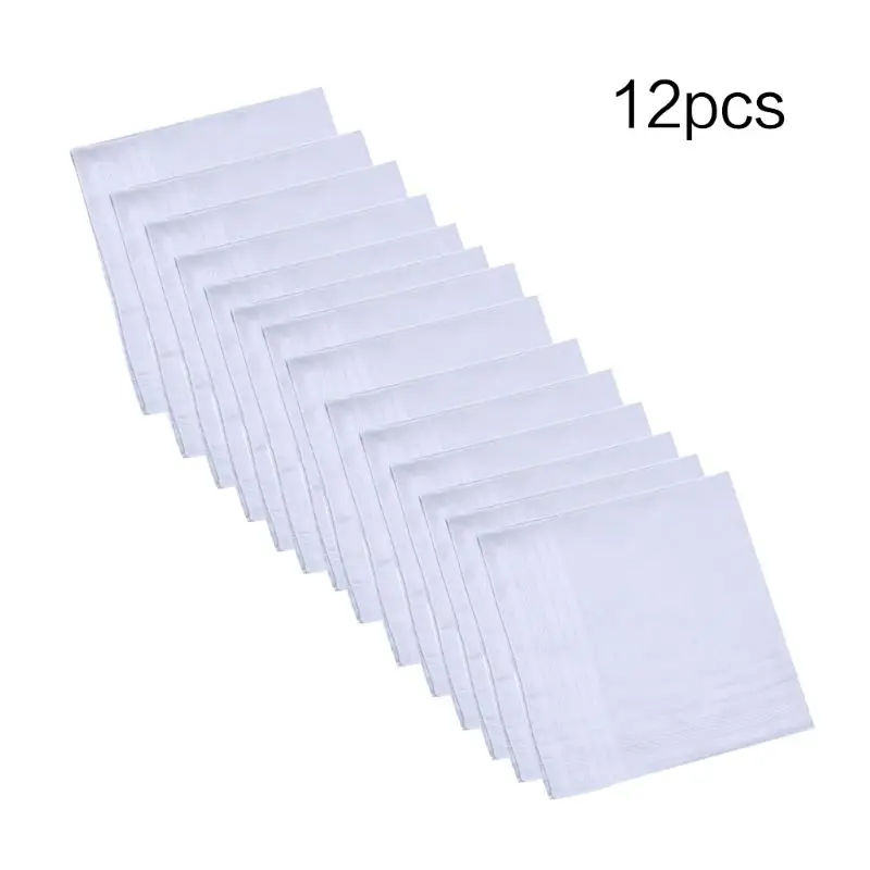 Top Trends: 12Pcs Cotton Handkerchiefs Pure Hankies Jacquard Striped Pocket Square Towel DIY DropShip Shoppable Styles