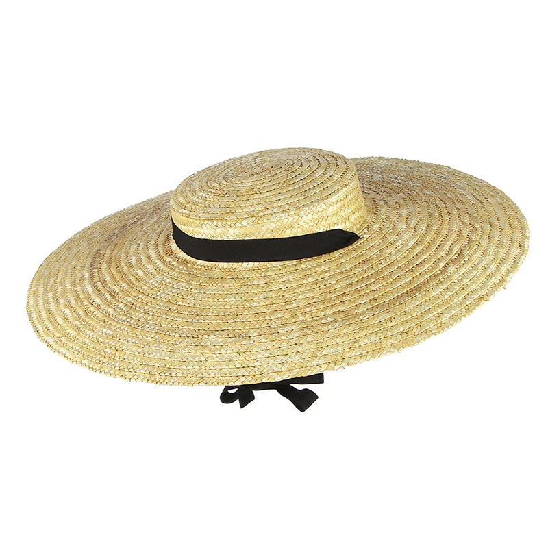 Top Trends: Summer Rough Straw Flat Top Large Brim Tie Straw Hat Wide Brim Women's Hat Stylish Beach Straw Hat Shoppable Styles