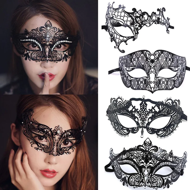 Top Trends: Black Diamond-Encrusted Mask Ultra-Thin Hollow Lace Masquerade Eye Mask Adult Princess Half Face Mask Halloween Prom Party Props Shoppable Styles