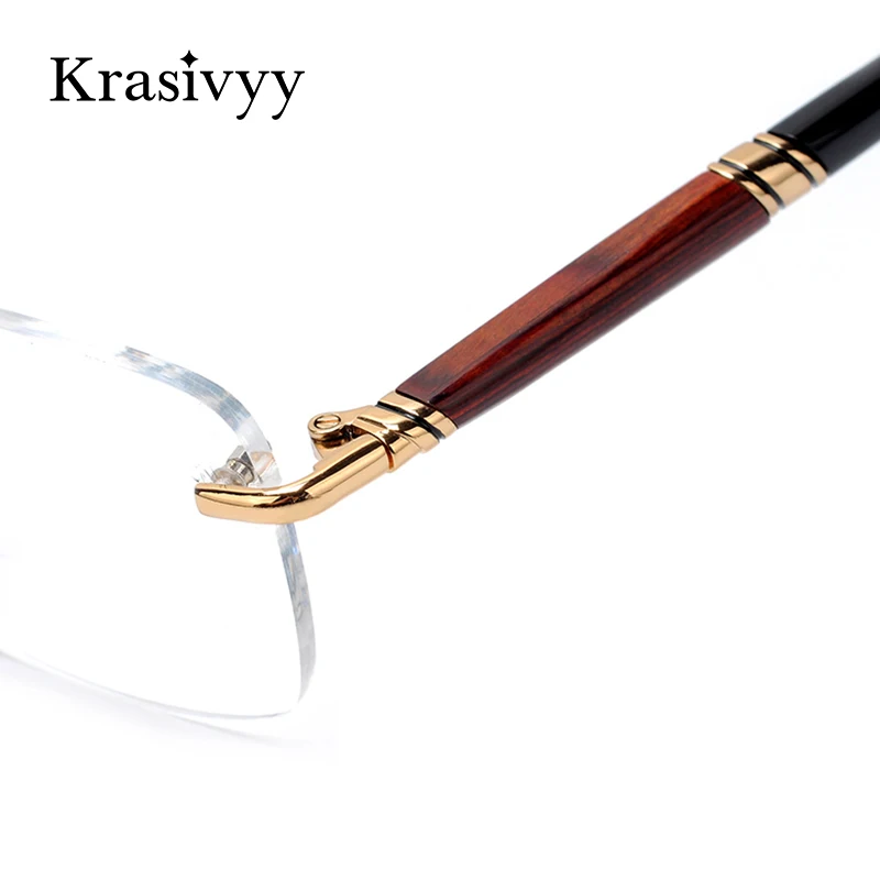 Top Trends: Krasivyy Rimless Wooden Glasses Frame Men Light Weight Optical Eyeglasses Frame Prescription Myopia Spectacles Titanium Shoppable Styles - Image 3