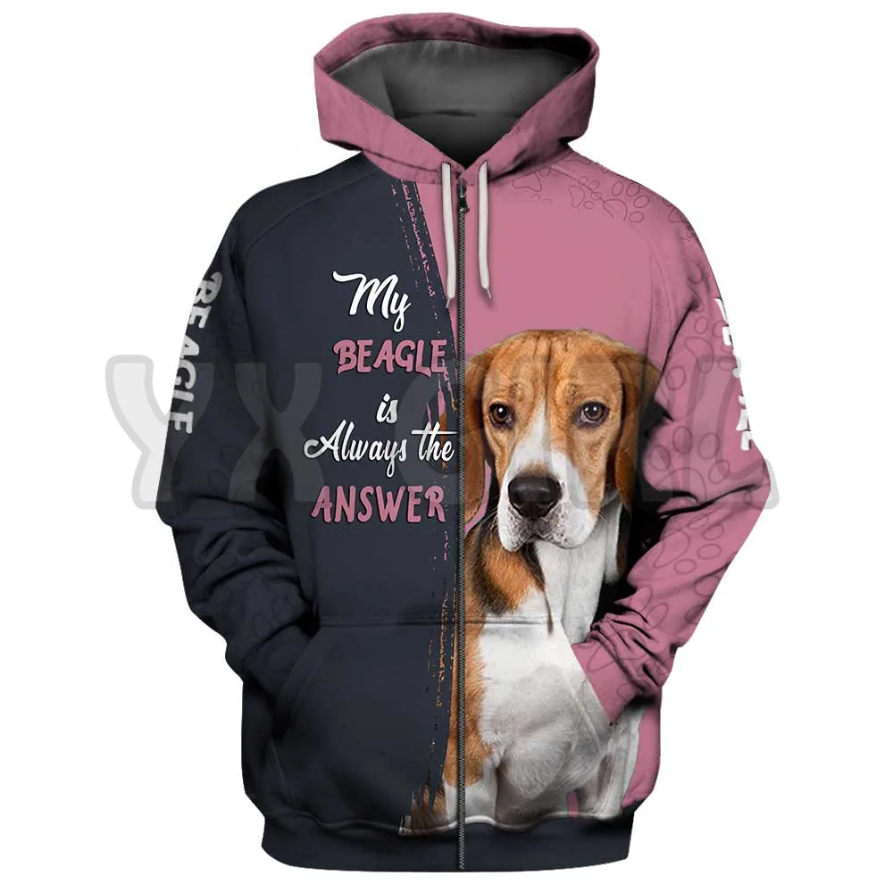 Top Trends: My Beagle Is Always The Answer 3D Printed Hoodies Men For Women Unisex Pullovers Zipper Hoodie Casual Street Tracksuit Shoppable Styles