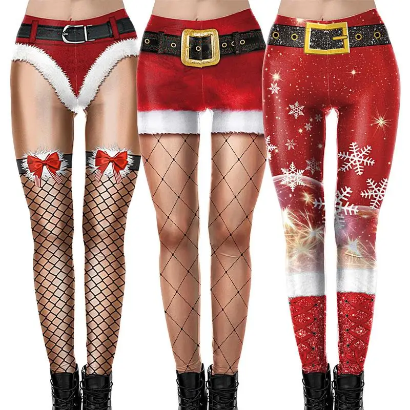 Top Trends: Funny Christmas Tights 3D Print Soft Stretchy Santa Leggings Ankle Length Christmas Outfit For Christmas Parties Proms Shoppable Styles