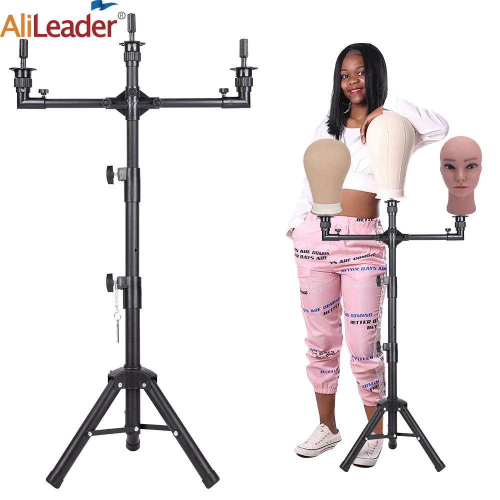 Top Trends: Multifunction Three Holders Wig Stand Wig Tripod Wig Mannequin Head Stand For Canvas Block Mannequin Head / Training Doll Head Shoppable Styles