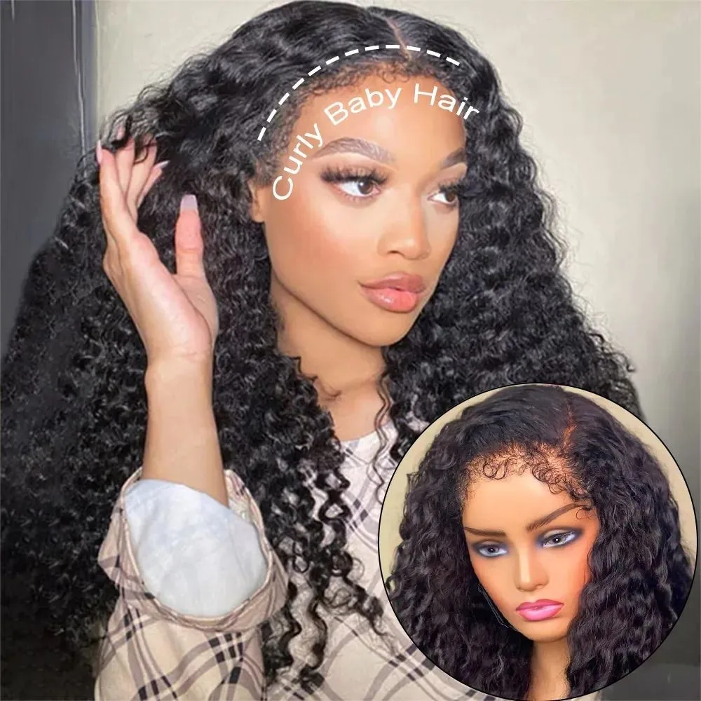 Top Trends: 4C Edges Curly Glueless Wig Brazilian Human Hair Wigs 13X4 Lace Front Human Hair Wig Pre Plucked Kinky Curly Hd Lace Frontal Wig Shoppable Styles