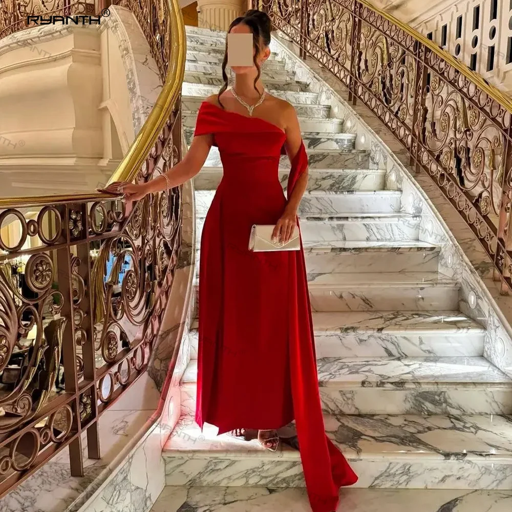 Top Trends: Ryanth Formal Evening Dresses Women Red One Shoulder Prom Dresses Vestidos De Novia Stain Celebrity Dress فساتين السهرة2024 Shoppable Styles