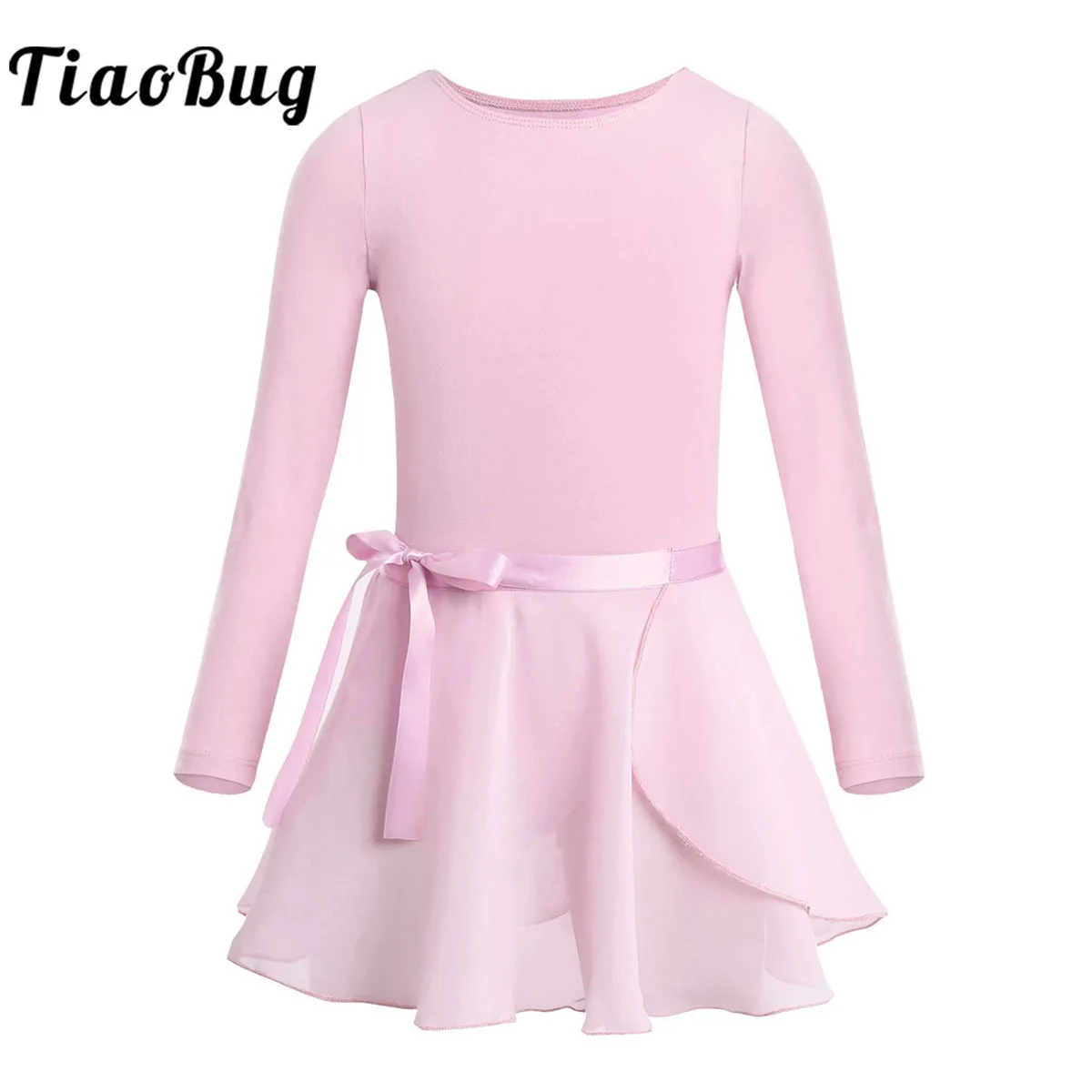 Top Trends: Kids Girls Ballet Leotard Tutu Dress Ballerina Gymnastic Dance Class Costume Cotton Dancewear With Chiffon Tied Skirt Set Shoppable Styles