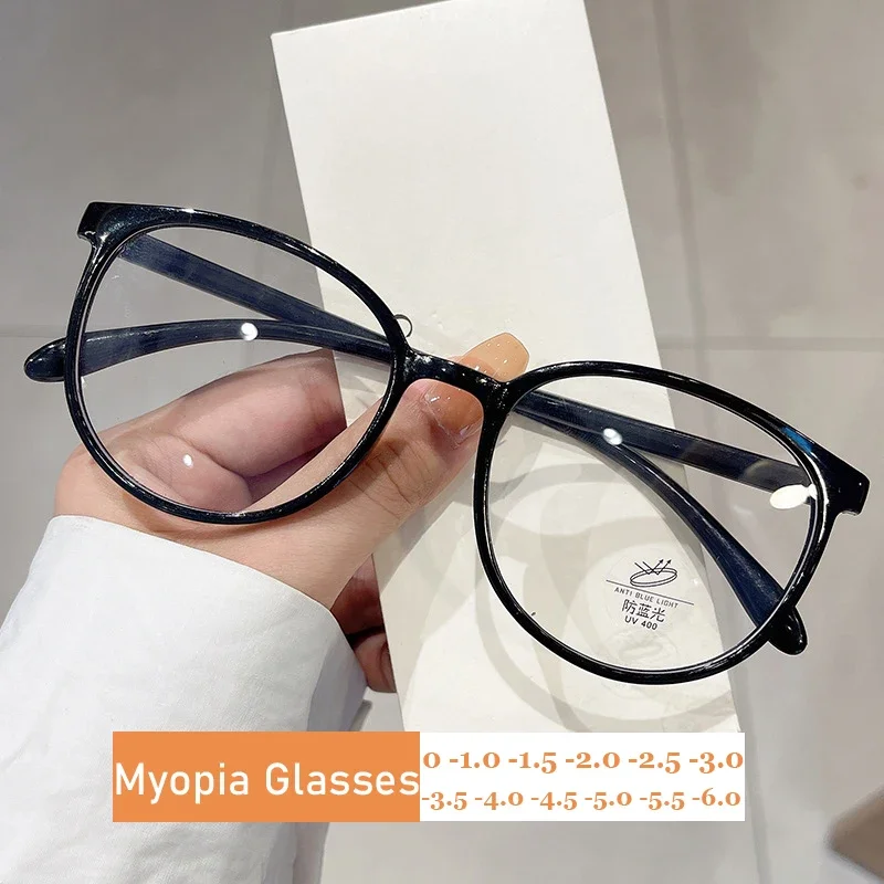 Top Trends: Round Myopia Glasses For Women Men Luxury Trend Anti Blue Light Minus Eyeglasses Finished Optical Spectacle Short Sight Eyewear Shoppable Styles