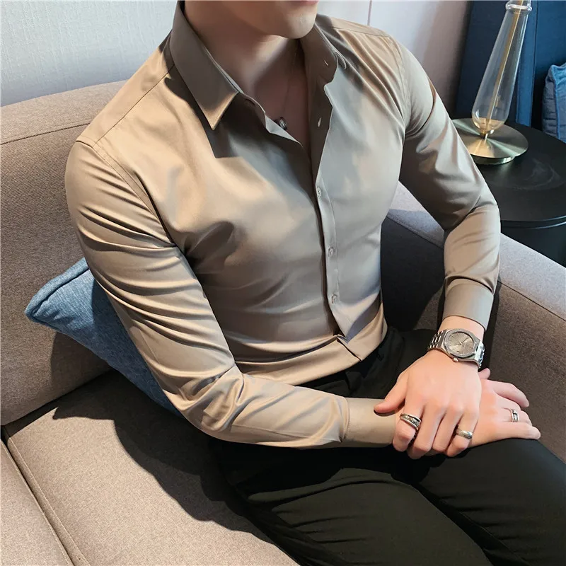 Top Trends: 2023 New Product Men's Stylish Casual Pure Cotton Business Shirts / Male Slim Fit Lapel Dress Long Sleeve Shirts / Leisure Tops Shoppable Styles