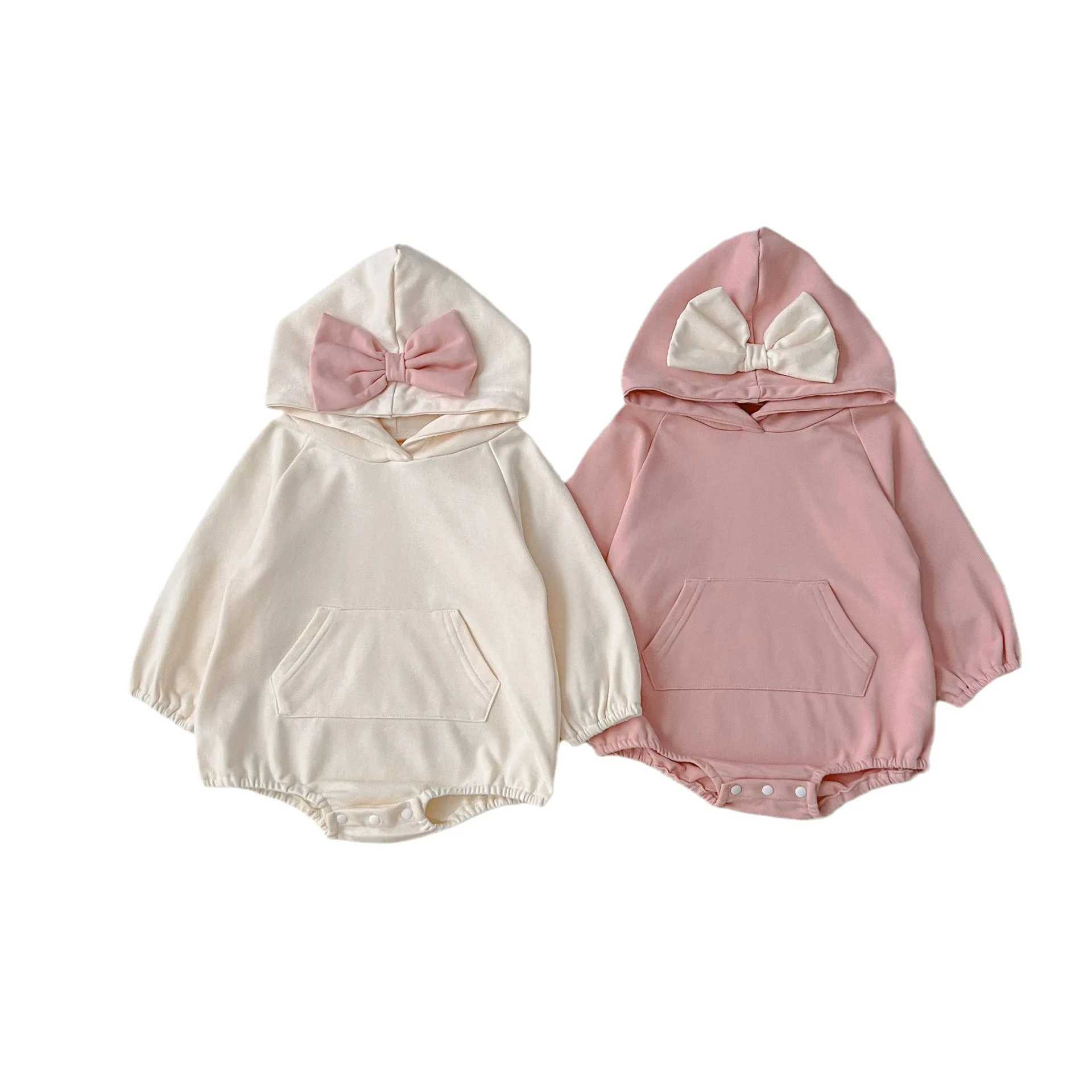 Top Trends: 2023 Autumn New In Kids Baby Girls Full Sleeve Hooded Bow One-piece Newborn Infant Cotton Jumpsuits Toddler Bodysuits 0-3Y Shoppable Styles - Image 6