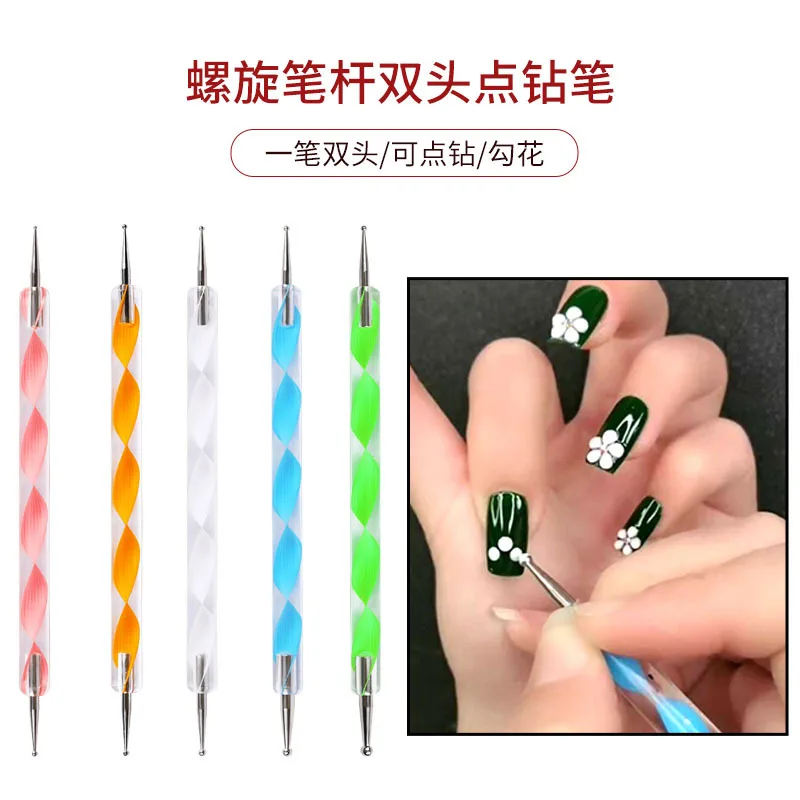 Top Trends: 5Pcs / Set Dotting Pen Nail Art Tip Crystal Beads Handle Dual-ended Metal Ball End Drawing Painting Rhinestones Manicure Tools Shoppable Styles - Image 3