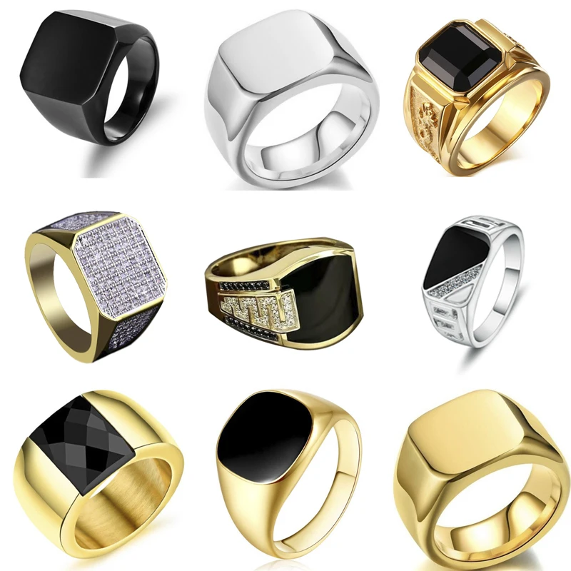 Top Trends: New 2023 Metal Glossy Rings For Men Geometric Width Signet Square Finger Punk Style Fashion Ring Jewelry Accessories Whole Sale Shoppable Styles