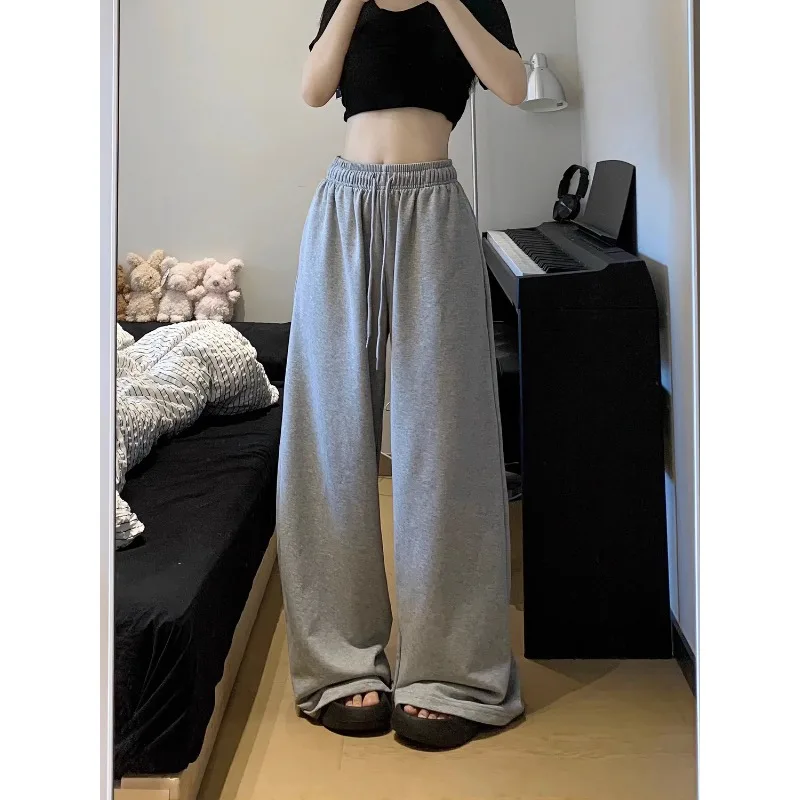 Top Trends: Deeptown Grey Sweatpants Wide Leg Pants Women Casual Oversize Sports Trousers Korean Fashion Streetwear Vintage Straight Joggers Shoppable Styles