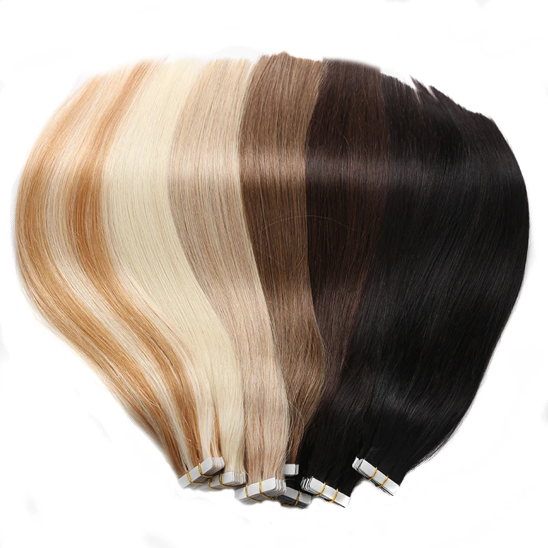 Top Trends: BHF Tape In Hair Extensions Human Hair 20pcs / Pack European Remy Straight Invisible Tape Ins Adhensive Hair Extensions Shoppable Styles