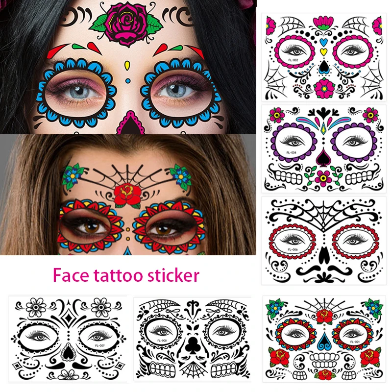 Top Trends: Face Tattoo Stickers Temporary Waterproof Costume Party Festival Makeup Body Face Tattoo Decoration Shoppable Styles