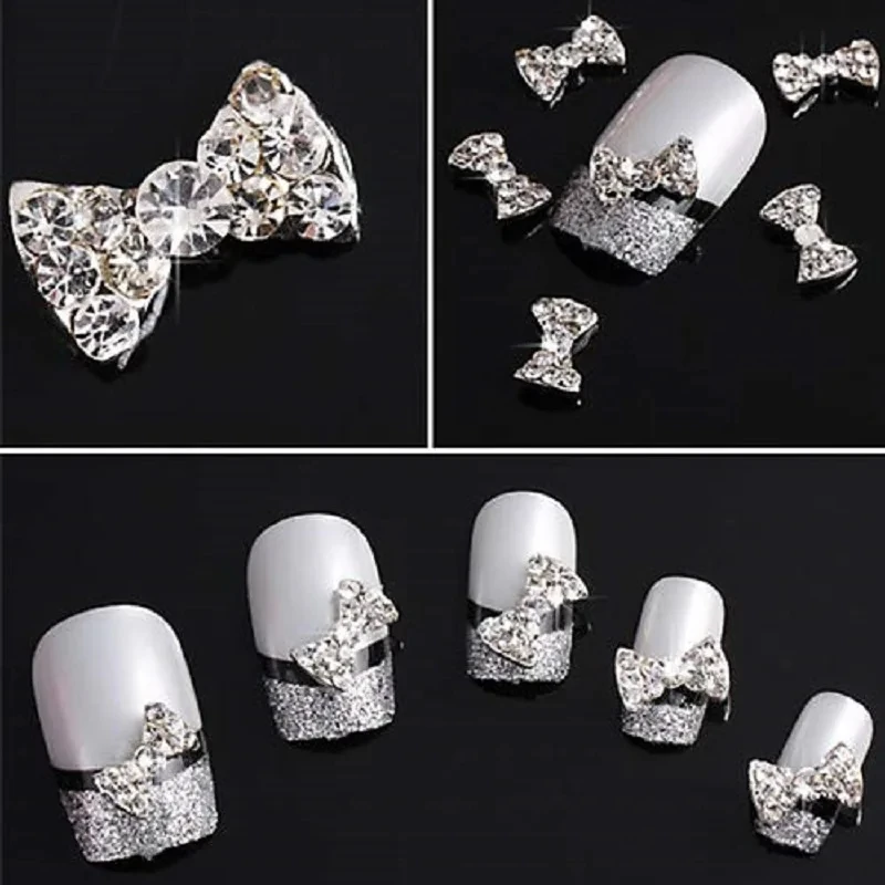 Top Trends: 10PCs / Lot 3D Nail Art Decoration CLEAR DIAMANTE BOW Rhinestone Crystal Gems Nail Charms Nail Art Decoration LARGE RIBBON BOW Shoppable Styles - Image 2